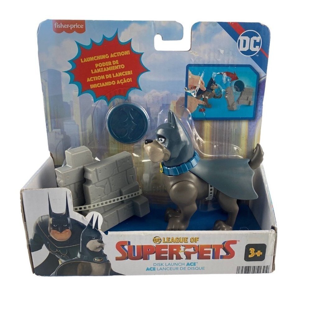 Fisher-Price DC League of Super Pets Disk Launch Ace Figure Set With Wall